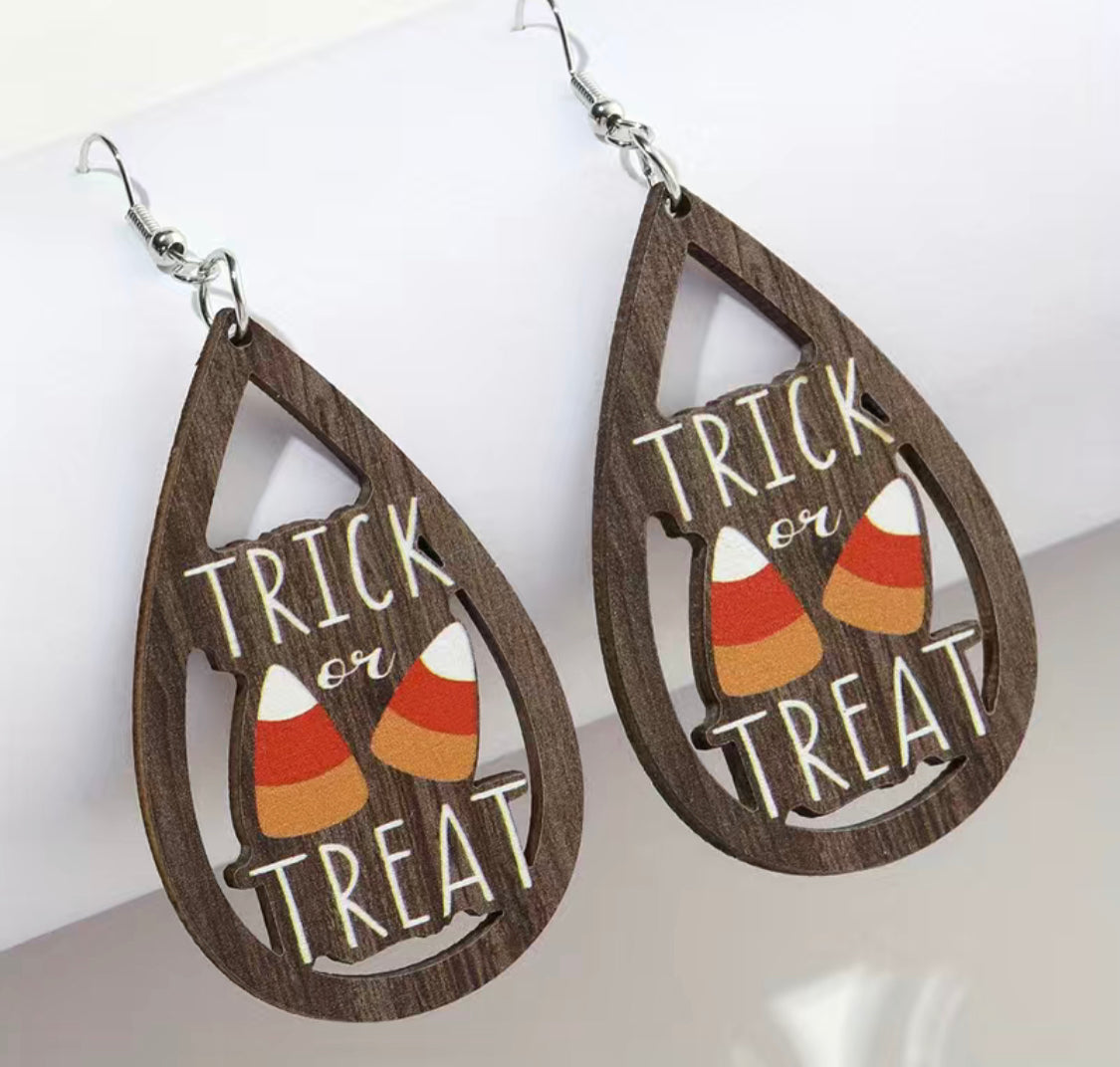 Trick or Treat Wooden Earrings